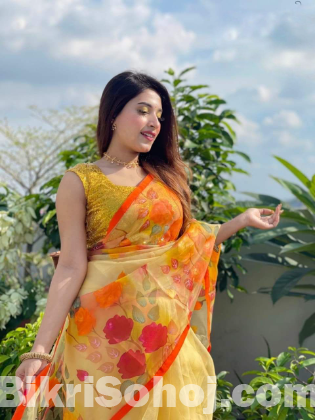 Hand Print Half Silk Sharee